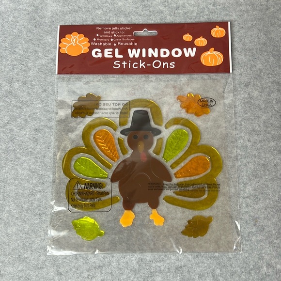 Fall Window Gel Clings (3 packs) Leaves & Acorns, Turkey, Happy Thanksgiving - Picture 2 of 9